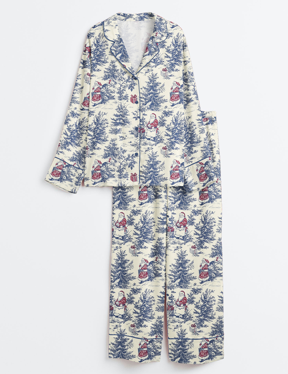 Womenâ€™s Vintage Christmas Winter Holiday Snowman Lovers Long Sleeve Satin Pajama Set