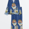 Women's Vintage Dirty Martini Bar Retro Cocktail Print Long Sleeve Satin Pajamas Set