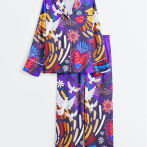 Women's Viva La Vida Long Sleeve Satin Pajamas Set