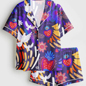 Women's Viva La Vida Short Sleeve Satin Pajama Set