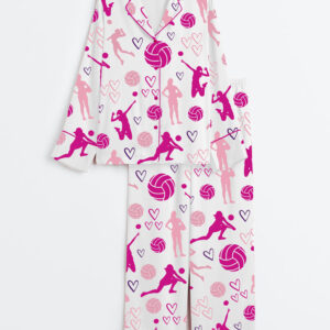 Women's Volleyball Long Sleeve Satin Pajama Set