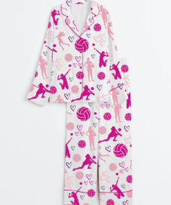 Women's Volleyball Long Sleeve Satin Pajamas Set