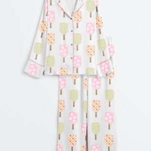 Women's Watercolor Pickleball Paddles Pickleball Social Club Print Long Sleeve Satin Pajama Set