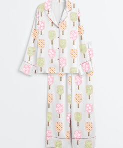 Women's Watercolor Pickleball Paddles Pickleball Social Club Print Long Sleeve Satin Pajamas Set