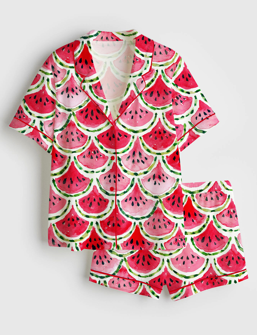 Womenâ€™s Watermelon Mermaid Short Sleeve Satin Pajama Set