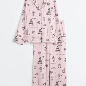 Women's Wedding Bridal And Champagne Long Sleeve Satin Pajama Set