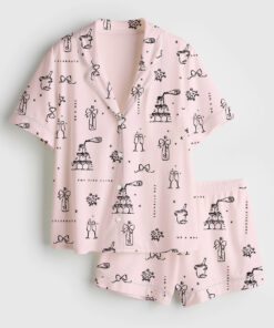 Women's Wedding Bridal And Champagne Short Sleeve Satin Pajama Set