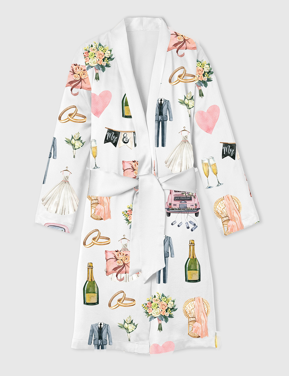 Womenâ€™s Wedding Day Anniversary Satin Bathrobe