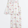 Women's Weenies And Tinis Bachelorette Hot Dogs And Martinis Print Long Sleeve Satin Pajamas Set