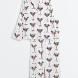 Women's Weenies Martinis Dachshund Long Sleeve Satin Pajamas Set