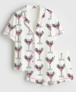 Women's Weenies Martinis Dachshund Short Sleeve Satin Pajama Set