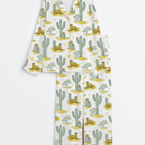 Women's Western Cowboy Long Sleeve Satin Pajama Set