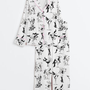 Women's Western Cowgirl Cocktail Long Sleeve Satin Pajama Set