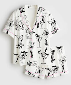 Women's Western Cowgirl Cocktail Short Sleeve Satin Pajama Set
