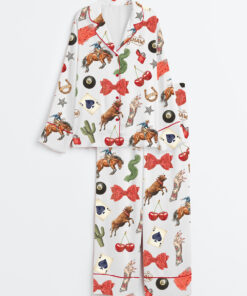 Women's Western Cowgirl Long Sleeve Satin Pajama Set
