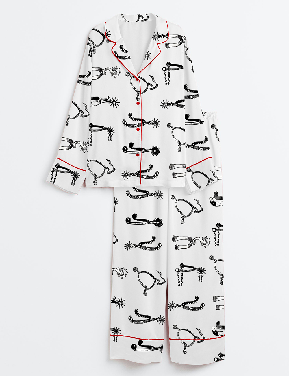 Womenâ€™s Western Farmer Vintage Cowboy Rodeo Spurs Long Sleeve Satin Pajama Set