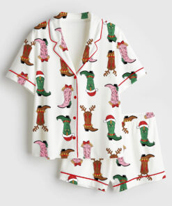 Women's Western Grinch Mean Guy Christmas Movies Short Sleeve Satin Pajama Set