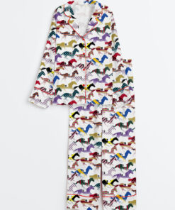 Women's Western Kentucky Derby 151st Run For The Horse Print Long Sleeve Satin Pajama Set