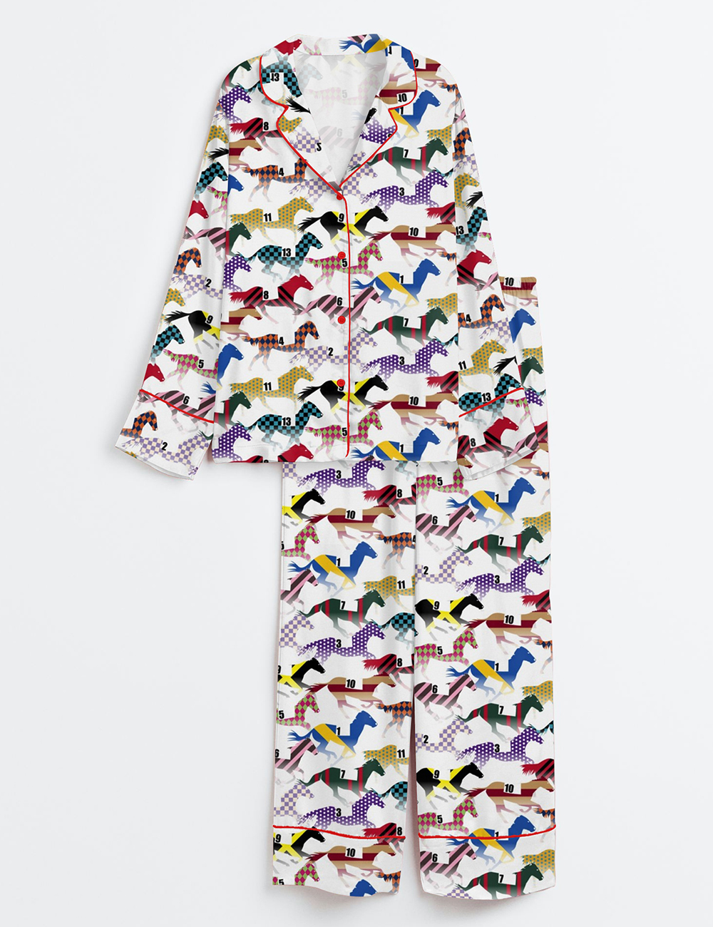 Womenâ€™s Western Kentucky Derby 151st Run For The Horse Print Long Sleeve Satin Pajama Set