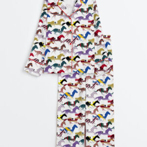 Women's Western Kentucky Derby 151st Run For The Horse Print Long Sleeve Satin Pajamas Set