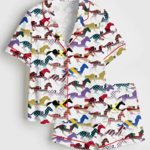 Women's Western Kentucky Derby 151st Run For The Horse Print Short Sleeve Satin Pajama Set