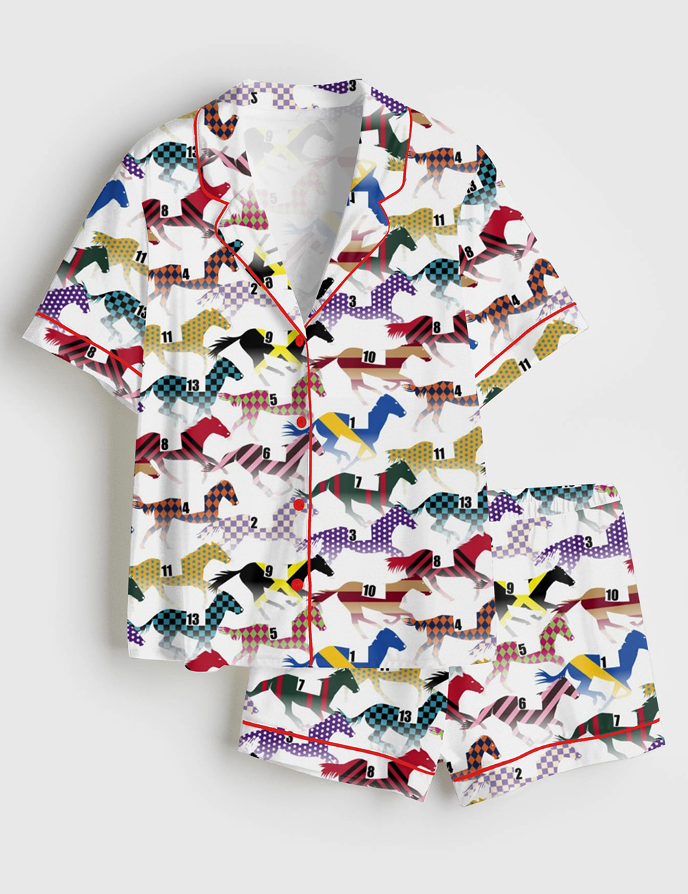 Womenâ€™s Western Kentucky Derby 151st Run For The Horse Print Short Sleeve Satin Pajama Set