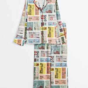 Women's Western Kentucky Derby Day Vintage Tickets 151st Run For The HorseÃ‚Â Print Long Sleeve Satin Pajamas Set