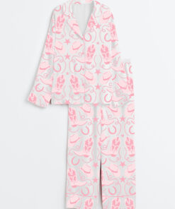 Women's Western Style Cowboy Long Sleeve Satin Pajama Set