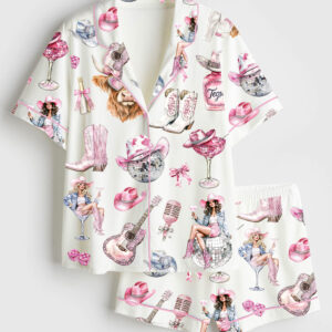 Women's WesternÂ CowgirlÂ Highland Cow Short Sleeve Satin Pajama Set