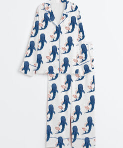 Women's Whale Ocean Coconut Girl Jesus Beach Long Sleeve Satin Pajama Set