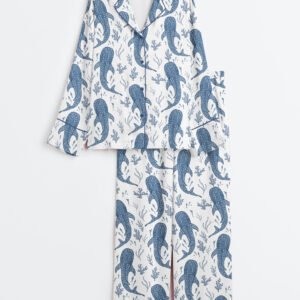 Womenâ€™s Whale Shark Beachy Long Sleeve Satin Pajama Set