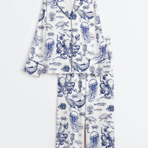 Women's When You Go Through Deep Waters Christian Ocean Animal Print Long Sleeve Satin Pajamas Set