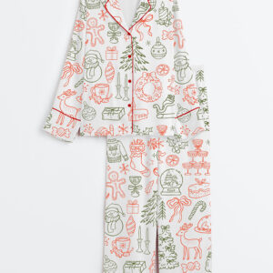 Women's Whimsical Christmas Coquette Christmas Party Bachelorette Long Sleeve Satin Pajama Set