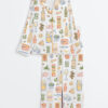 Women's Whimsical Ingredient Sketch Italian San Marzano Mediterranean Food Long Sleeve Satin Pajama Set