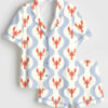 Womenâ€™s Whimsical Lobster Nautical Beach Coastal Marine Print Short Sleeve Satin Pajama Set
