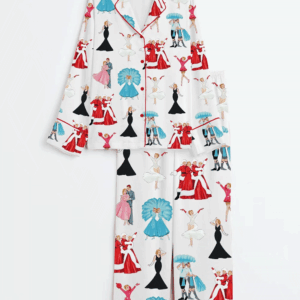 Women's White Christmas Satin Pajama SetÂ 