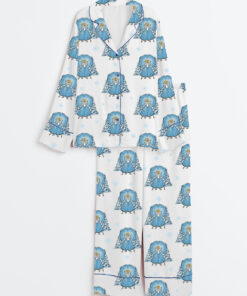 Women's White Christmas Sisters Festive Holiday Long Sleeve Satin Pajama Set