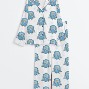 Women's White Christmas Sisters Festive Holiday Long Sleeve Satin Pajamas Set