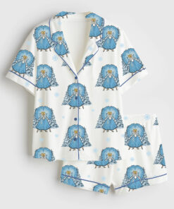 Women's White Christmas Sisters Festive Holiday Short Sleeve Satin Pajama Set