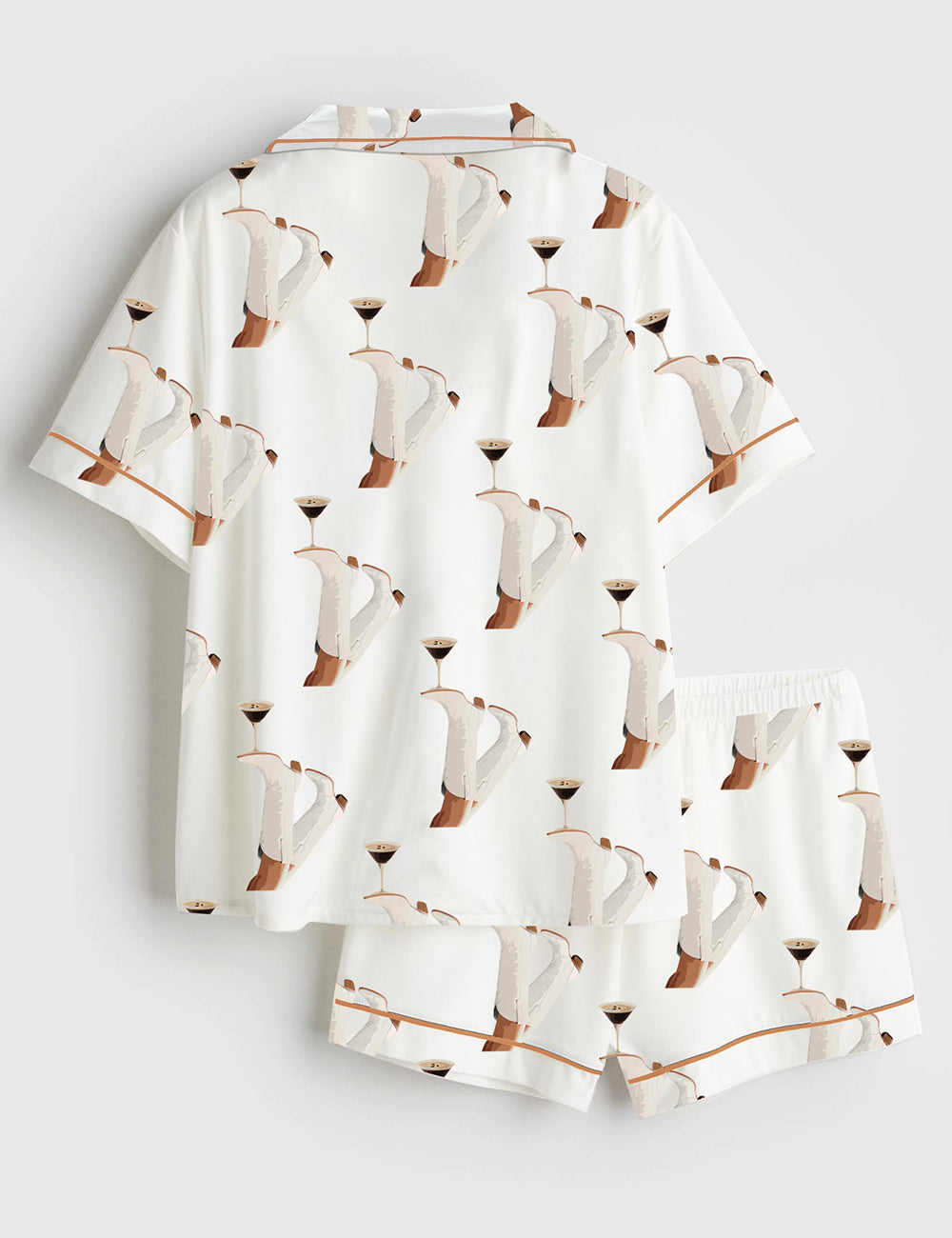 Women's White Cowgirl Espresso Martini Short Sleeve Satin Pajama Set - Image 2