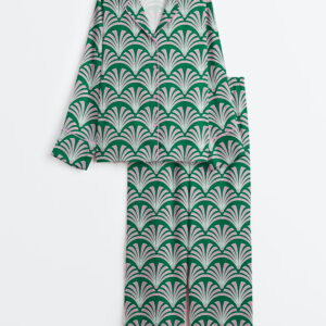 Women's Wicked Art Deco Long Sleeve Satin Pajama Set