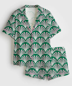 Women's Wicked Art Deco Short Sleeve Satin Pajama Set