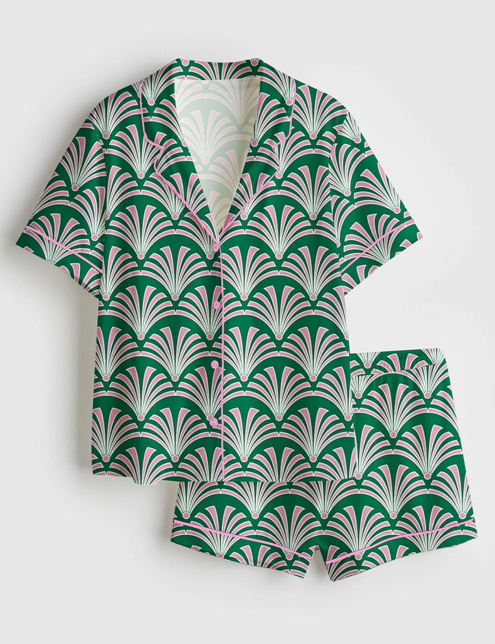 Women's Wicked Art Deco Short Sleeve Satin Pajama Set