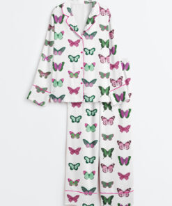 Women's Wicked Butterfly Long Sleeve Satin Pajama Set