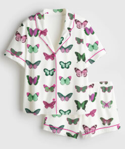 Women's Wicked Butterfly Short Sleeve Satin Pajama Set