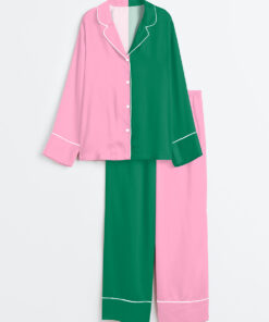 Women's Wicked Color Matching Long Sleeve Satin Pajamas Set