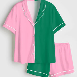 Women's Wicked Color Matching Short Sleeve Satin Pajama Set