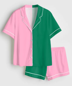 Women's Wicked Color Matching Short Sleeve Satin Pajama Set