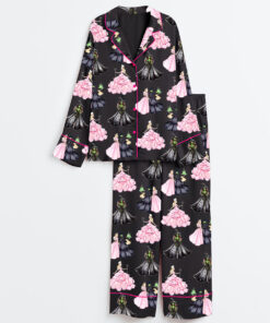 Women's Wicked Print Long Sleeve Satin Pajama Set