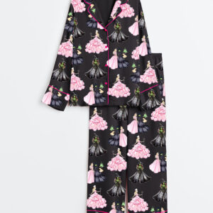 Women's Wicked Print Long Sleeve Satin Pajama Set